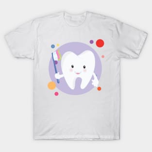 Cute Kawaii Tooth With Toothbrush T-Shirt